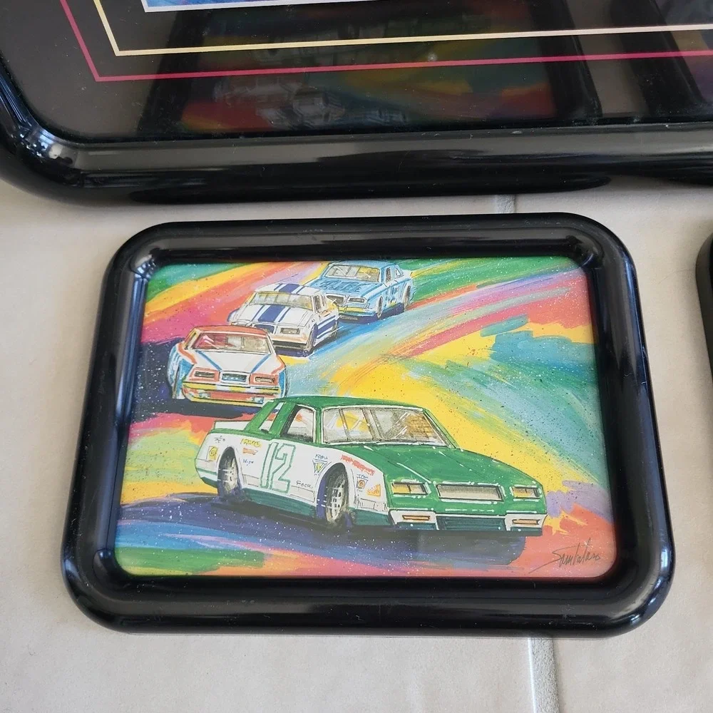 Vintage Home Interiors NASCAR Colorful 1980's Racing Car Wall Art Set Stock Cars